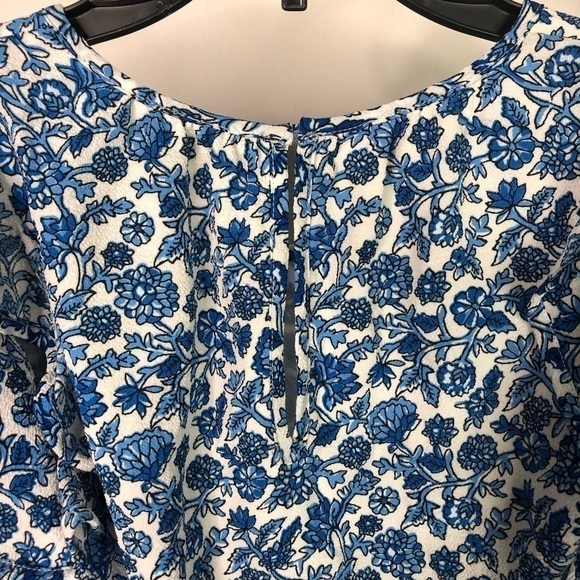 MICHAEL Michael Kors Cold Ruffle Shoulder Blue Floral China Print Ditsy Dress - Picture 8 of 9